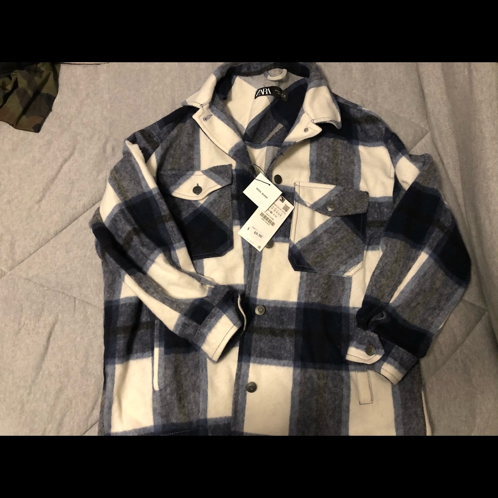 BNWT ZARA women’s plaid shacket M